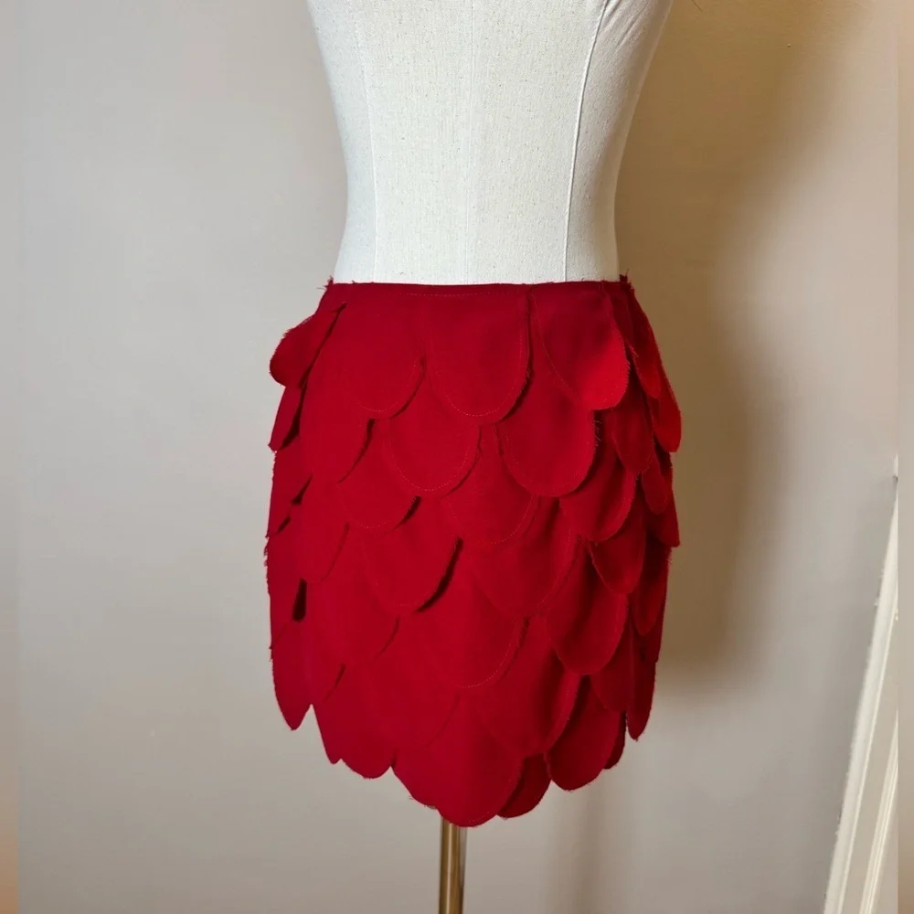Vintage Moschino Cheap & Chic Red Petal Mini Skirt Size 6